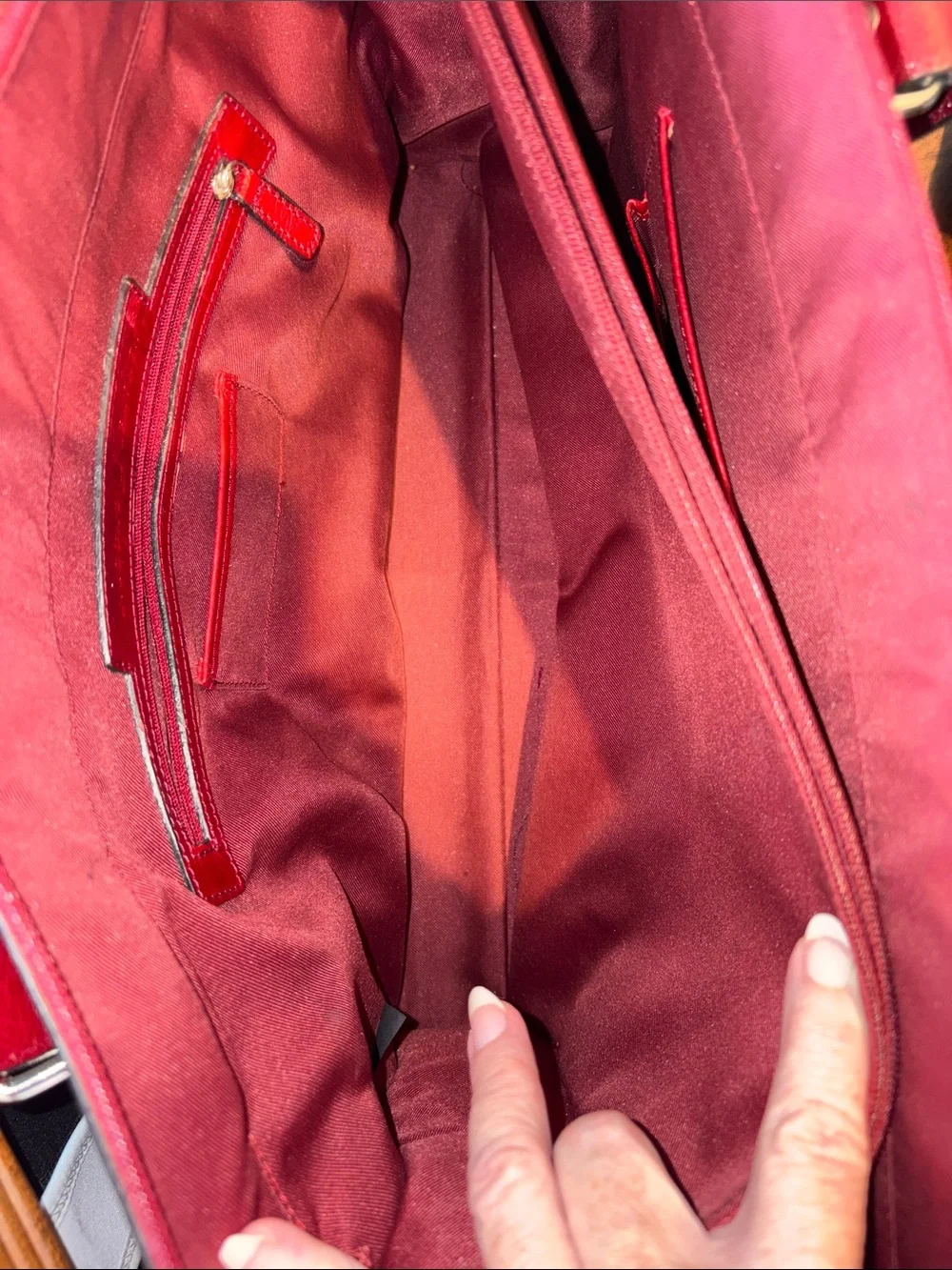 Wilsons Leather  computer case  business bag  tote  deep red leather 3 compartme